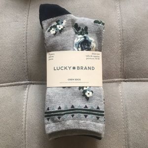 Lucky 🍀 Brand 3-pk Crew Socks Floral/Stripes Mix